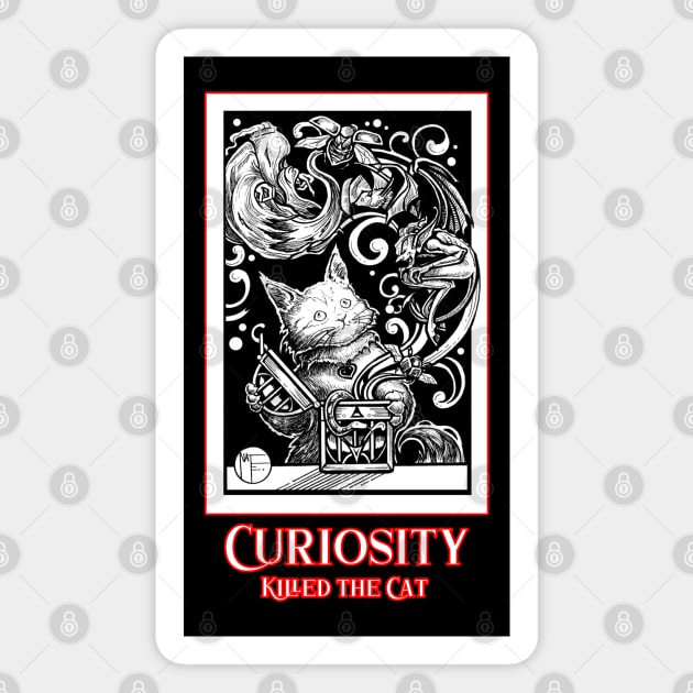 Opening Pandora's Box - Curiosity Killed The Cat - Red Outlined Version Magnet by Nat Ewert Art